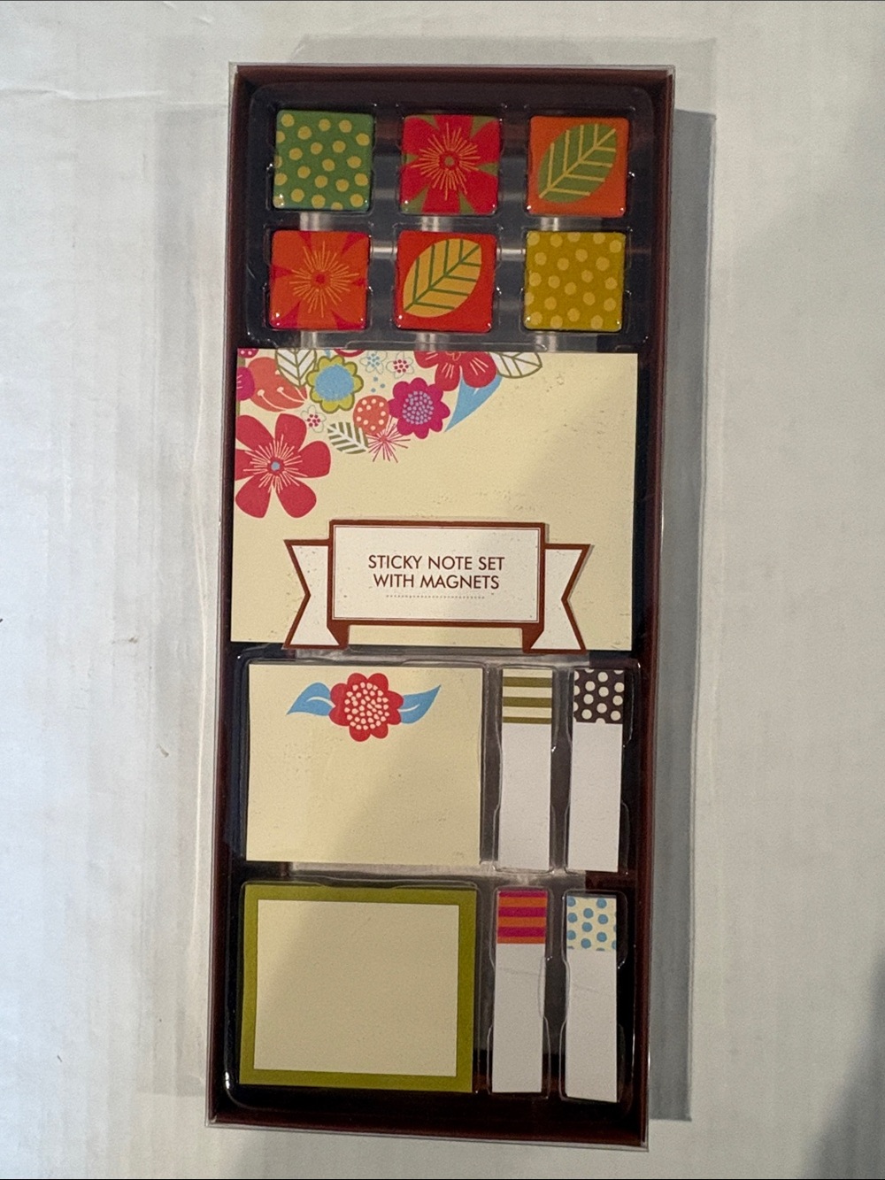 Floral Sticky Note Set with Magnets - Multicolor